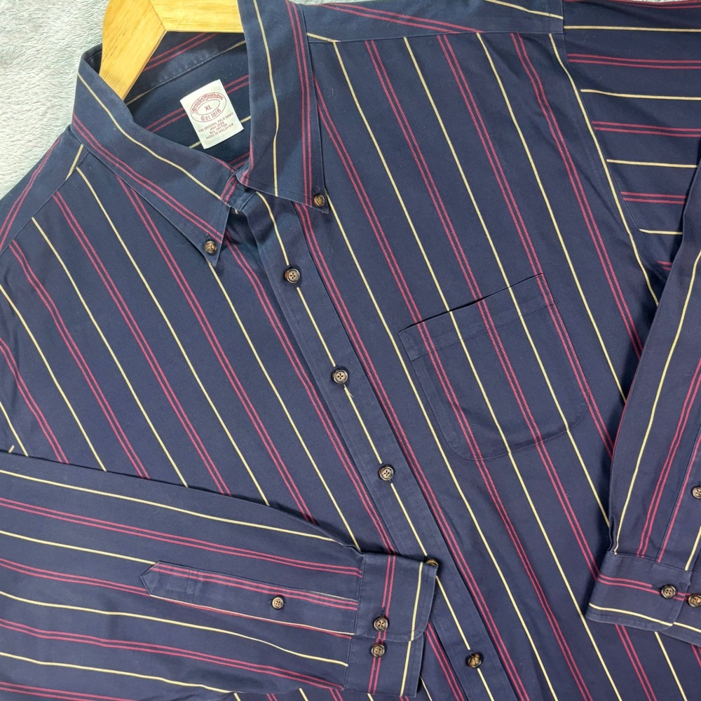 Brooks Brothers‎ XL Mens Long Sleeve Button Down Striped Non Iron Shirt Preppy